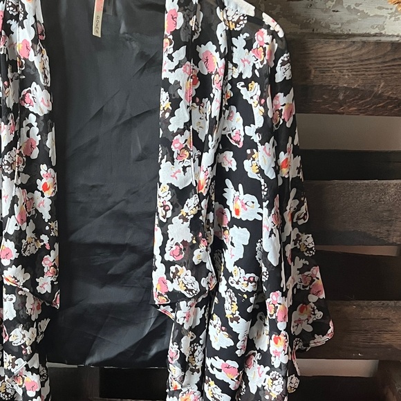 POEMA Open-Front Cardigan in Black/Floral Print LG - Picture 10 of 11